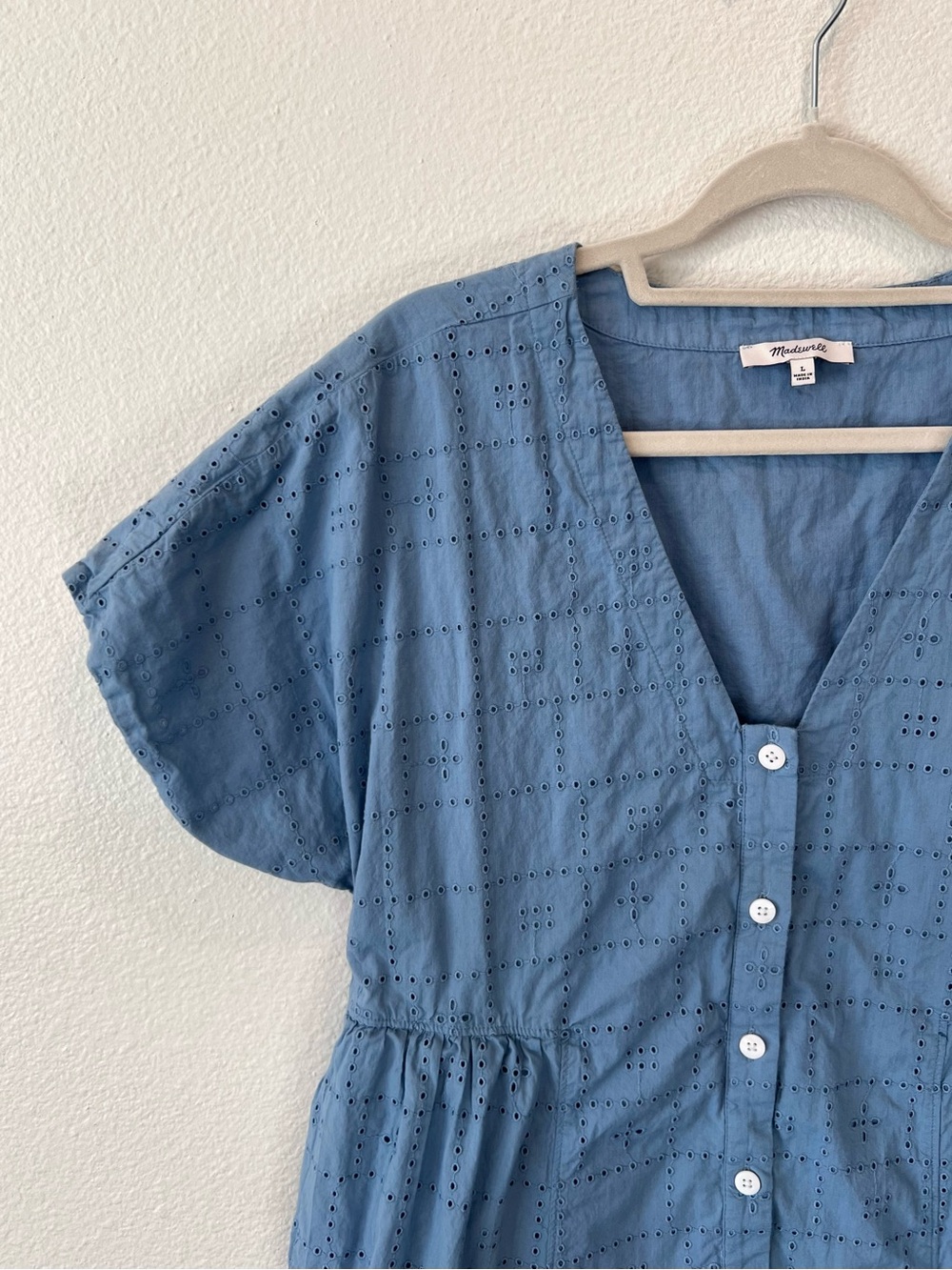 Madewell Dusty Blue Eyelet Women’s Mini Dress
